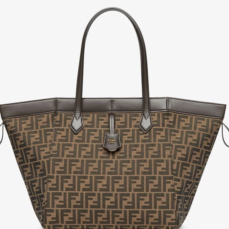 Cheap HOT FF Fendi Large Fabric Origami In Motif Brown Bag 0811